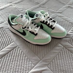 Nike Fresh Mint and Black Low Dunks